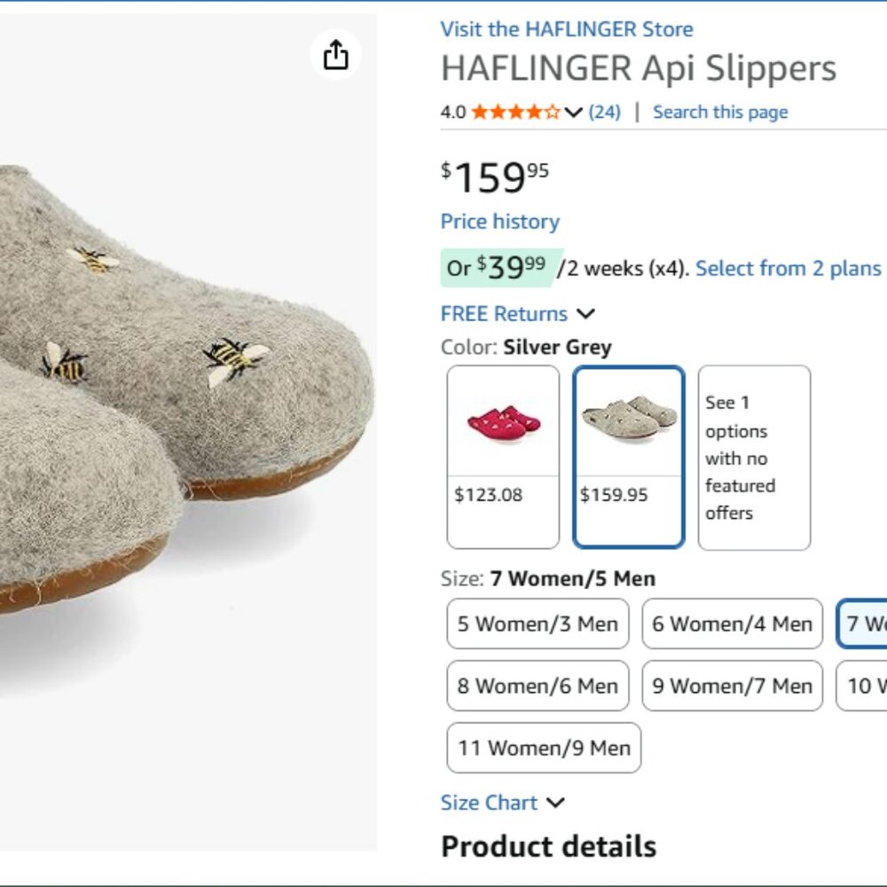 NIB Haflinger Wool Slippers Bumblebees Bees Api Size 37 - Picture 5 of 10